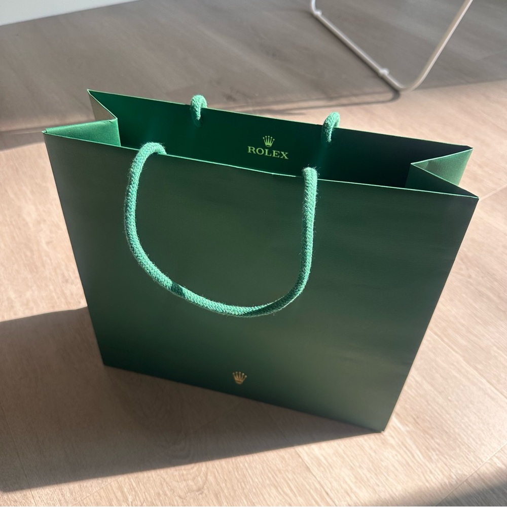 Rolex Green Shopping Bag with Logo
